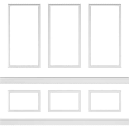 Ekena Millwork 94 1/2"L (Adjustable 96"H to 120"H) Ashford Square Panel Stacked Wall Wainscot Paneling Kit WPKUST012P096